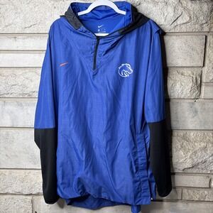 Nike Bosie State On-Field 1/4 Zip Pull Over Jacket W/Hood Blue/Black Sz XXL